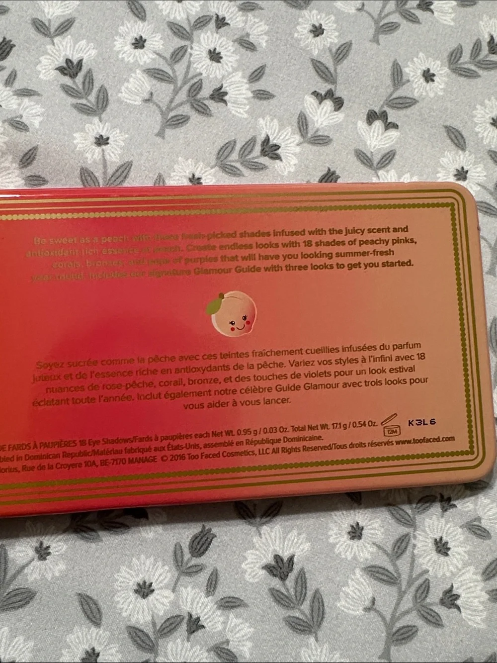 Too Faced Sweet Peach Eyeshadow Palette — Peach, Pink, Brown, Gold, Coral